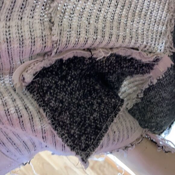 ANTHROPOLOGY Cottonaire fringe snap jacket zippered pockets Black cream Small - Picture 13 of 15